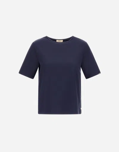 Herno T-shirt In Ever Cotton Interlock And Monogram Lurex In Blue
