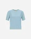 Herno T-shirt In Glam Knit Effect And Satin In Blue