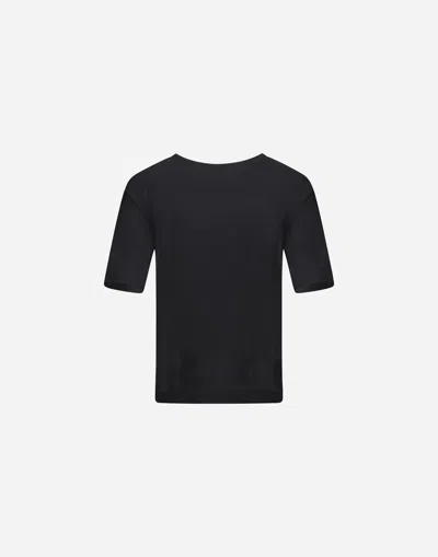 Herno T-shirt In Glam Knit Effect In Black