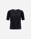 Herno T-shirt In Glam Knit Effect In Blu Navy