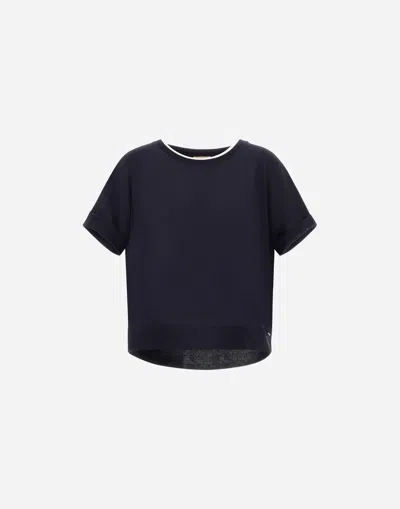 Herno T-shirt In Glam Knit Effect In Blue