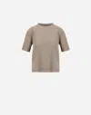 Herno Glam Knit Effect Dove Grey T-shirt With Ribbed Trims In Dove Grey