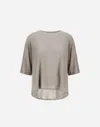 Herno T-shirt In Light Silk & Wool In Chantilly