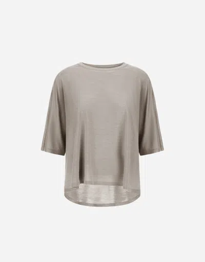 Herno T-shirt In Light Silk & Wool In Chantilly