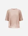 Herno T-shirt In Light Silk & Wool In Light Pink