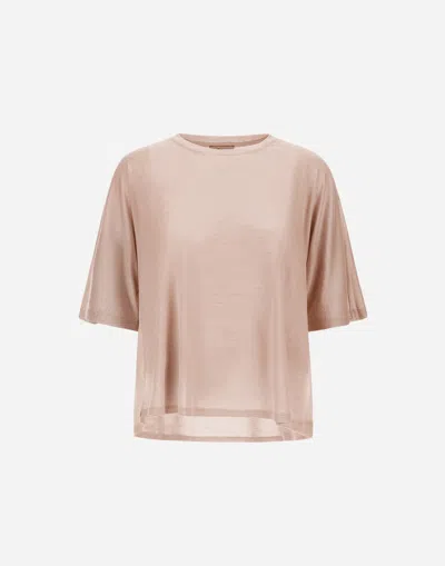 Herno T-shirt In Light Silk & Wool In Light Pink