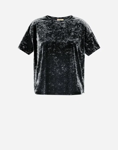 Herno T-shirt In Marbled Velvet In Iron