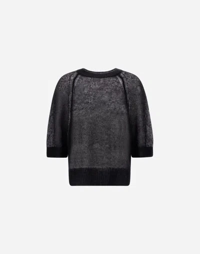 Herno T-shirt In Mohair Blend In Black