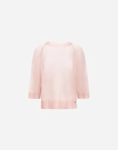Herno T-shirt In Mohair Blend In Pink