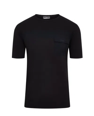 Herno T Shirt With Embossed Logo In Black
