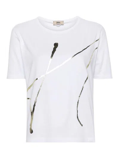Herno T-shirt With Print In Blanco