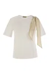 Herno T-shirt With Shoulder Scarf In Beige
