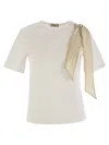 Herno T-shirt With Shoulder Scarf In Milk