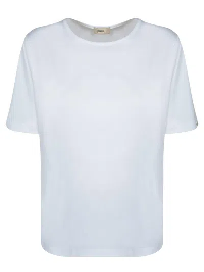 Herno T-shirt With Side Slits Button Details In White