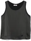 Herno Glam Knit Effect Satin Tank Top In Black