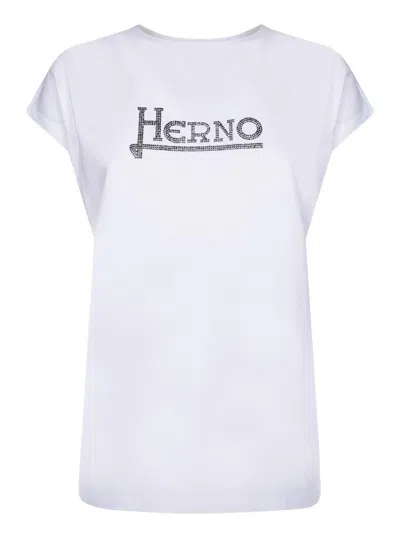 Herno Logo Logo Short-sleeved T-shirt In White