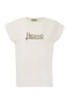 Herno White Interlock Jersey Logo T-shirt In White