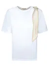 Herno T-shirt With Shoulder Scarf In White