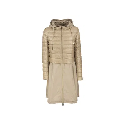 Herno Taffeta Hem Padded Coat Women In Neutral