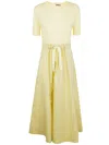 Herno Dress In Glam Knit Effect And Techno Taffeta In Light Yellow