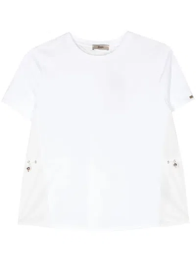 Herno T-shirt In Chic Cotton Jersey And New Techno Taffeta In White