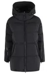 Herno Black Down Jacket With Removable Drawstring Hood In Tech Fabric Woman In Black