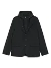 Herno Tailored Black Jacket With Detachable Hood In Black