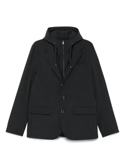 HERNO HERNO TAILORED BLACK JACKET WITH DETACHABLE HOOD
