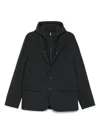 Herno Tailored Black Jacket With Detachable Hood In Black