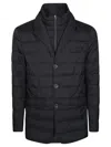 Herno Tailored Black Puffer Jacket With Notched Collar In Black