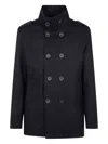 Herno Tailored Black Wool Blend Coat In Black