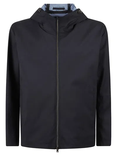 Herno Tailored Blue Coat With Zip Front