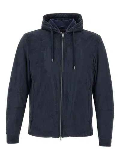 HERNO TAILORED BLUE COAT WITH ZIP-UP FRONT