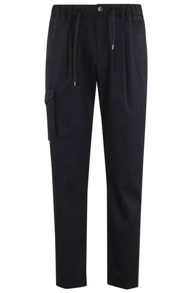 Herno Pure Cotton Resort Cargo Trousers In Black
