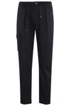 Herno Tailored Blue Pants With Elastic Waistband In Black