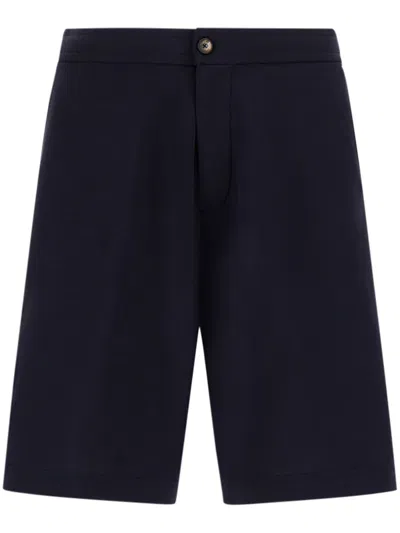 Herno Tailored Blue Shorts With Button Closure And Welt Pocket In Black