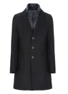 Herno Tailored Blue Wool Coat With Peak Lapel In Black