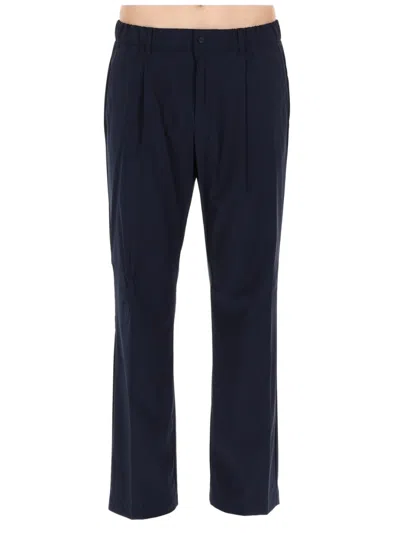 Herno Tailored Blue Wool-blend Trousers With Structured Silhouette In Multi