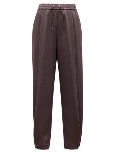Herno Tailored Brown Jogger Pants With Grosgrain Drawstring In Multi