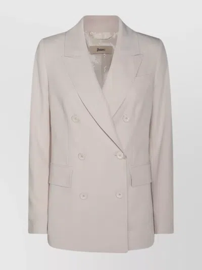 Herno Tailored Jacket With Button Detailing And Flap Pockets In Beige