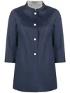Herno Navy Blue Small High-necked Casual Jacket In Blue