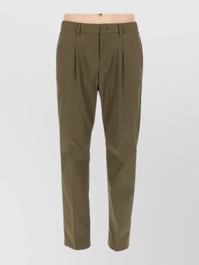 Herno Tailored Pants Pleated Front Belt Loops Pockets In Green