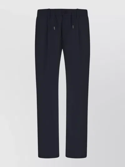 Herno Tailored Trousers Belt Loops Side Back Pockets In Blue