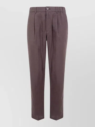 Herno Tailored Trousers Pleated Front Belt Loops In Purple