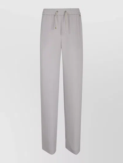 Herno Cotton Blend Track Pants With Elastic Waist And Drawstring In Gray
