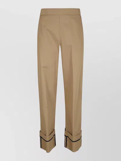Herno Tailored Trousers Turn Up Cuffs Side Pockets In Brown