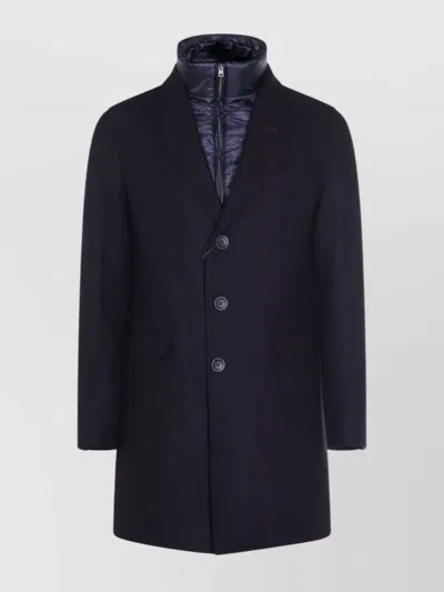 Herno Tailored Wool Coats With Notched Lapels In Blue