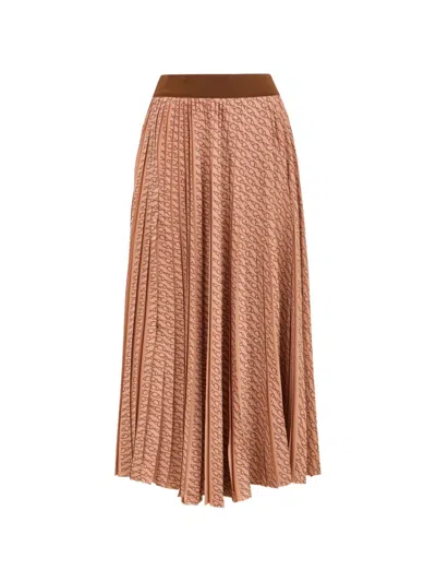 Herno Tan Leather Cotton Skirt In Nude