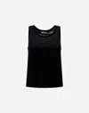 Herno Tank Top In Glam Knit Effect And Satin In Black