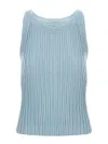 Herno Tank Top In Shiny Viscose Rib In Blue